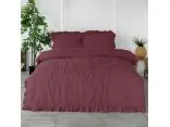 Pościel z bawełny 200x220 z falbanką raspberry Limasso w pudełku bez prasowania fiolet