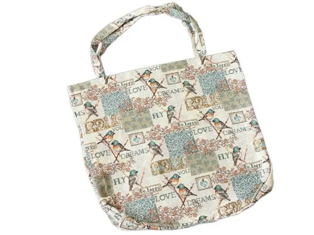 Torba gobelinowa- duża 42x40 ptaszki na zakupy