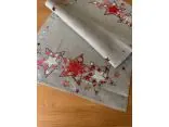 Bieżnik świąteczny szary 60x120 cm Gwiazda Czerwono-Srebrna Boże Narodzenie