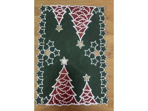Podkładka świąteczna pod talerz 30x40 cm | Mata ciemna zieleń choinka Boże Narodzenie