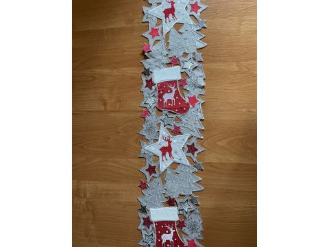 Nakładka świąteczna szary 20x160 cm choinka, renifer int 418 boże narodzenie 1 szt