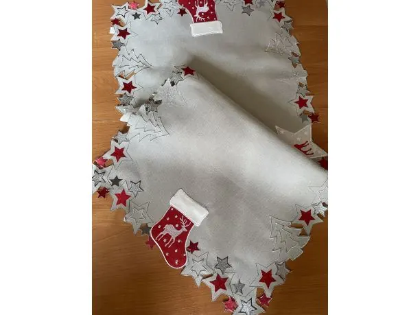 Bieżnik świąteczny szary 50x100 cm choinka, renifer int 418 boże narodzenie 1 szt