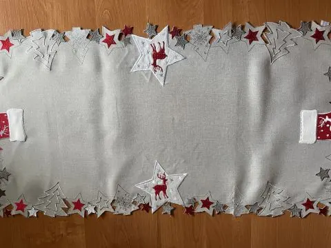 Bieżnik świąteczny szary 50x100 cm Choinka Renifer Boże Narodzenie