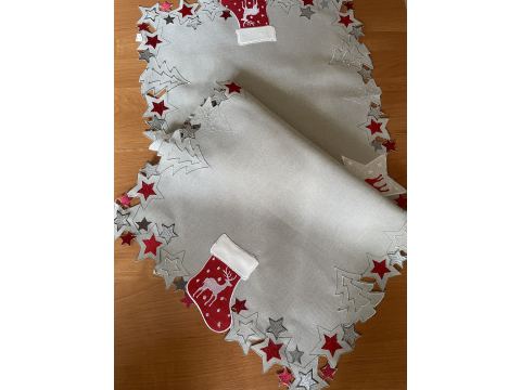Bieżnik świąteczny szary 60x120 cm choinka, renifer int 418 boże narodzenie 1 szt
