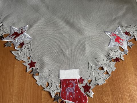 Bieżnik świąteczny szary 85x85 cm choinka, renifer int 418 boże narodzenie 1 szt