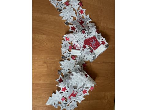 Nakładka świąteczna biały 20x160 cm choinka, renifer int 418 boże narodzenie 1 szt