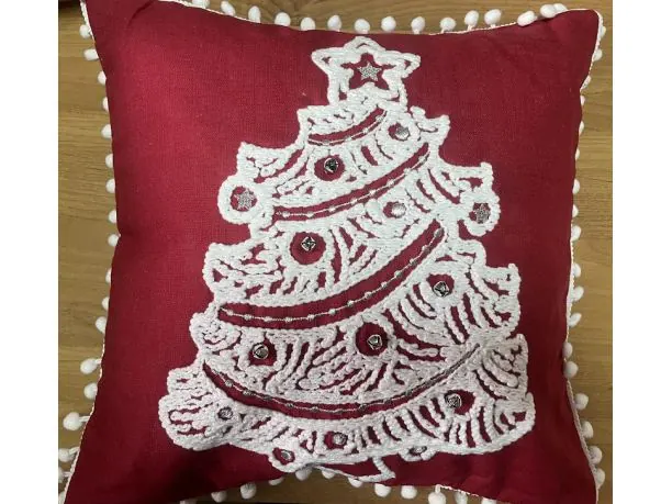 Poszewka dekoracyjna 40x40 biała choinka int 423 - 1 szt Boże Narodzenie