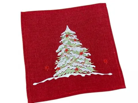 Serwetka Świąteczna Biała w Choinki 30x30 cm na Boże Narodzenie