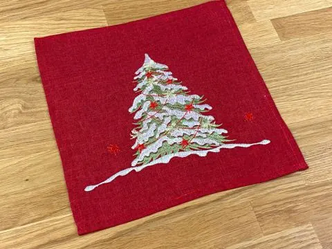 Serwetka Świąteczna Biała w Choinki 30x30 cm na Boże Narodzenie