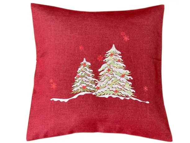 Poszewka dekoracyjna 40x40 biała choinka int 5783 - 1 szt Boże Narodzenie