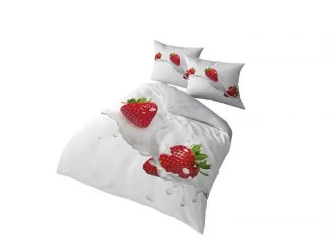 Pościel satynowa 160x200 +2/70x80 z mikrowłókna magic collection 4174 a 3D truskaweczki