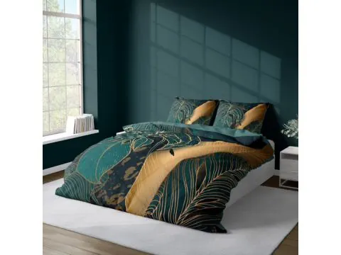 Pościel satynowa 160x200 +2/70x80 z mikrowłókna magic collection 4177 a 3D liść monstery