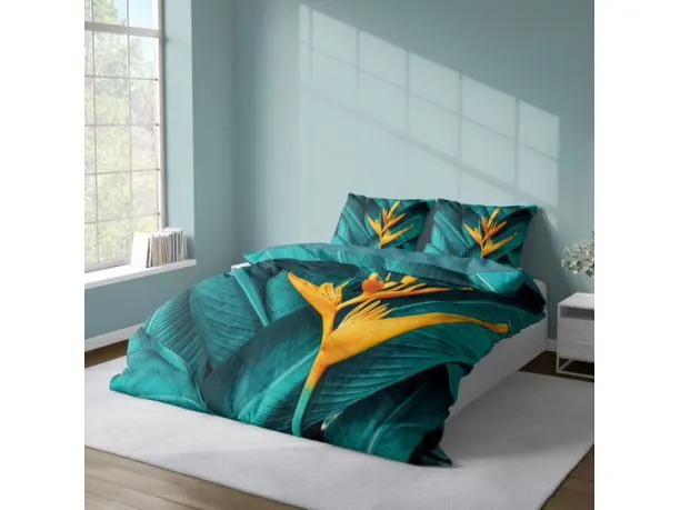 Pościel satynowa 160x200 +2/70x80 z mikrowłókna magic collection 4194 a 3D rajski ptak