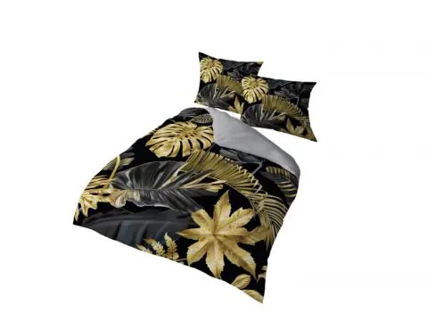 Pościel satynowa 160x200 +2/70x80 z mikrowłókna magic collection 4197 a 3D liście klonu, monstery