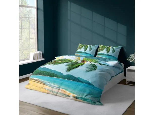 Pościel satynowa 160x200 +2/70x80 z mikrowłókna magic collection 4218 a 3D egzotyczne palmy