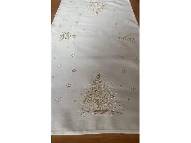 Bieżnik świąteczny biały 50x100 cm int 428 złota choinka boże narodzenie 1 szt