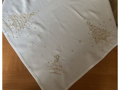 Bieżnik świąteczny biały 85x85 cm int 428 złota choinka boże narodzenie 1 szt