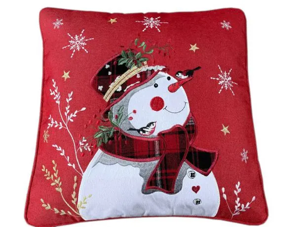 Poszewka dekoracyjna czerwona 40x40 bałwanek int 190943 r - 1 szt Boże Narodzenie