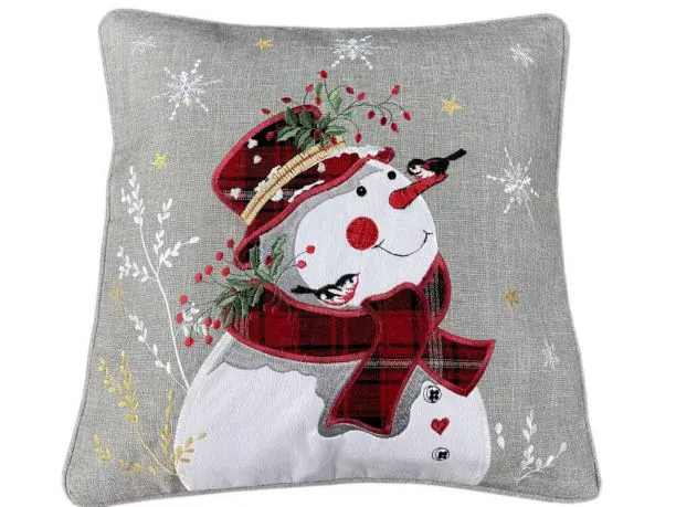 Poszewka dekoracyjna szara 40x40 bałwanek int 190943 sz - 1 szt Boże Narodzenie