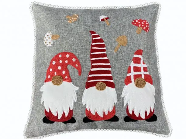 Poszewka dekoracyjna szara 40x40 skrzaty int 0878 - 1 szt Boże Narodzenie