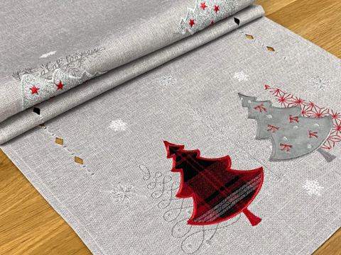Bieżnik świąteczny szary 40x140 cm int 1241 choinki boże narodzenie 1 szt