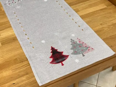 Bieżnik Świąteczny Szary w Choinki 40x140 cm na Boże Narodzenie
