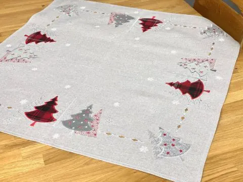 Bieżnik Świąteczny Szary w Choinki 85x85 cm na Boże Narodzenie