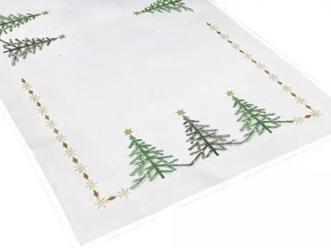 Bieżnik świąteczny na ławę stół Choinka Biały 55x115 cm