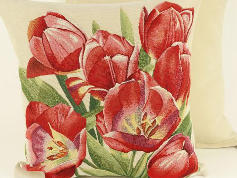 Poszewka dekoracyjna gobelinowa czerwone tulipany nr 113 SlodkieSny  45x45 cm gobelin