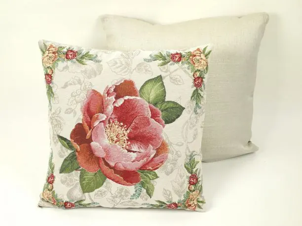 Poszewka dekoracyjna gobelinowa czerwony kwiat nr 08b SlodkieSny 45x45 cm gobelin