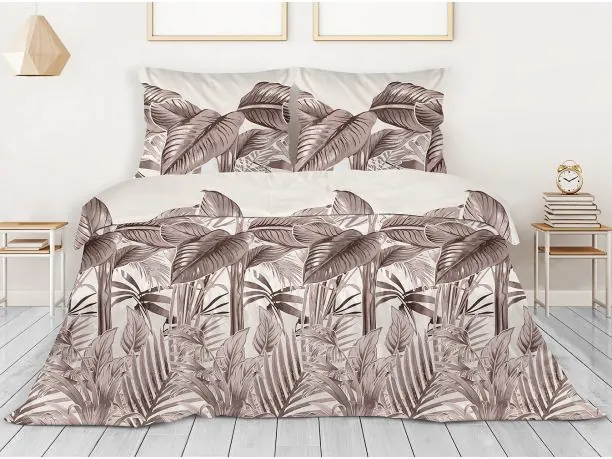 Pościel satynowa 160x200 + 2/70x80 Palm & Co Greno Gold Line