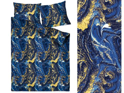 Pościel satynowa 220x200 +2/70x80 Galaxy Greno Gold Line