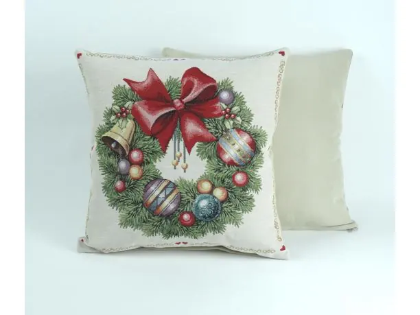 Poszewka świąteczna gobelinowa nr. 202 stroik kokardka SlodkieSny 45x45 cm gobelin
