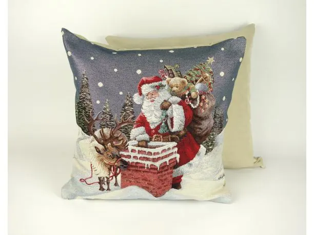 Poszewka świąteczna gobelinowa nr. 254 mikołaj z reniferem SlodkieSny 45x45 cm gobelin