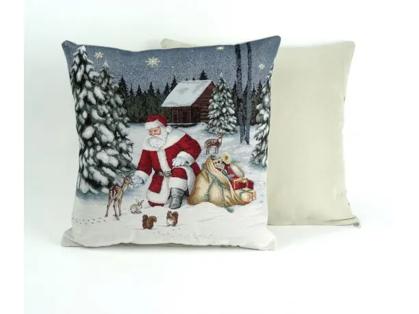 Poszewka świąteczna gobelinowa nr. 225 mikołaj w lesie SlodkieSny 45x45 cm gobelin