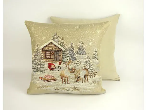 Poszewka świąteczna gobelinowa renifery zimą nr. 274 SlodkieSny 45x45 cm gobelin