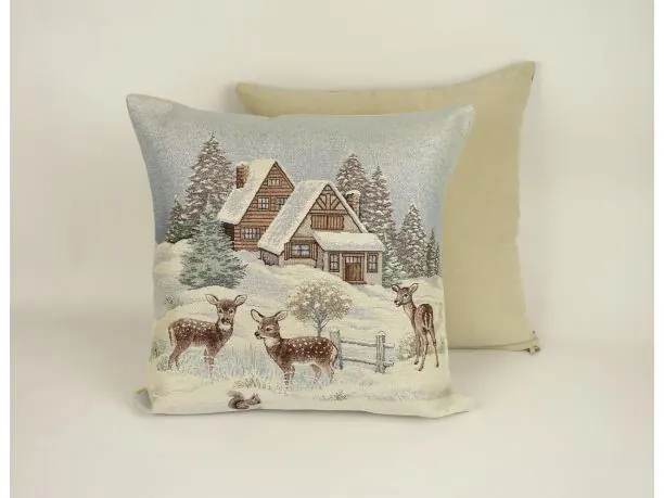 Poszewka świąteczna gobelinowa sarenki zimą nr 271 SlodkieSny 45x45 cm gobelin