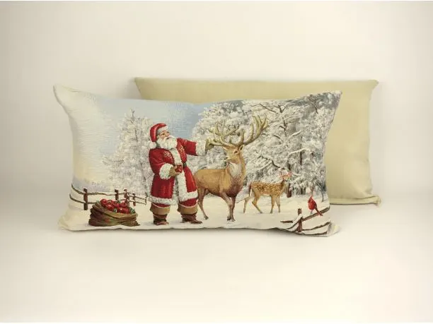 Poduszka świąteczna gobelinowa nr. 284 mikołaj z saniami SlodkieSny 40x70 cm gobelin