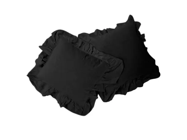 Komplet poszewek bawełnianych 2x40x40 z falbanką black limasso jednobarwna czarny