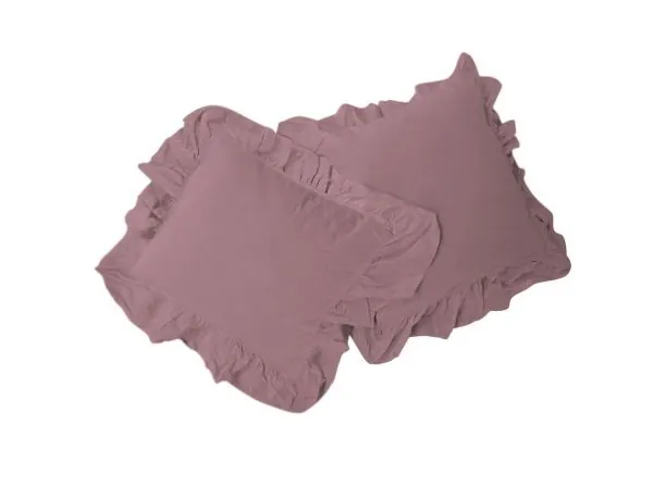 Komplet poszewek bawełnianych 2x40x40 z falbanką pale mauve limasso jednobarwna