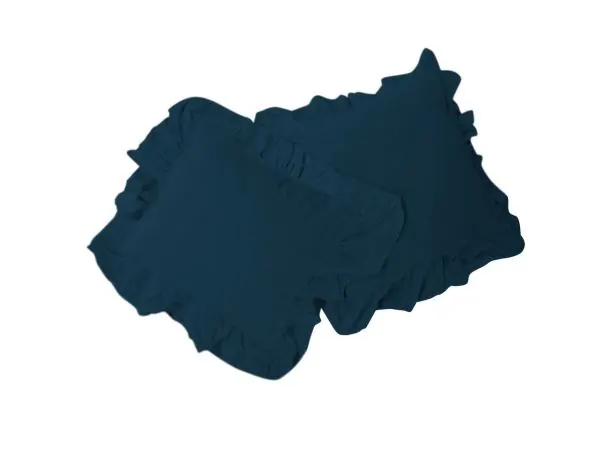Komplet poszewek bawełnianych 2x40x40 z falbanką dres blue limasso jednobarwna