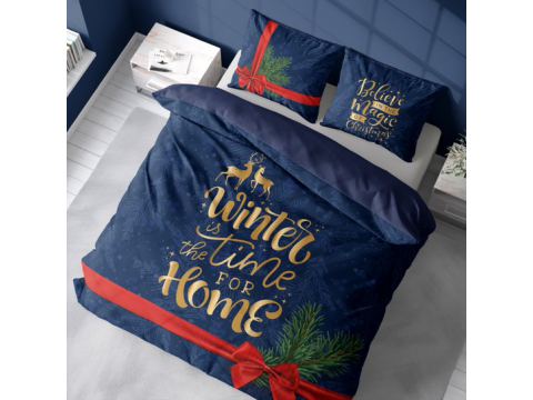 Pościel z bawełny 160x200 - 4263 A  winter the time for home Holland Christmas holenderska świateczna