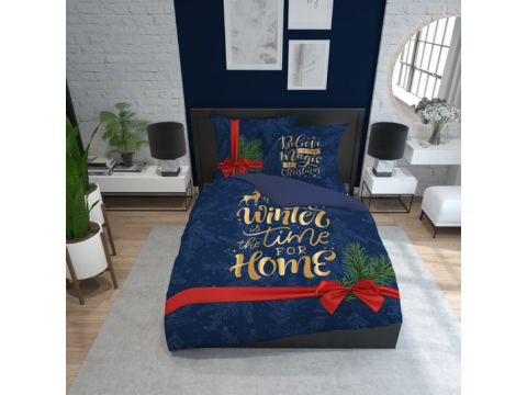 Pościel z bawełny 160x200 - 4263 A  winter the time for home Holland Christmas holenderska świateczna