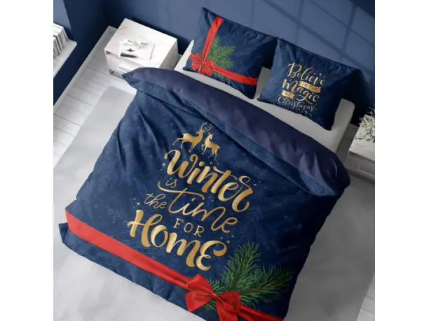 Pościel z bawełny 220x200 - 4263 A winter the time for home Holland holenderska świąteczna