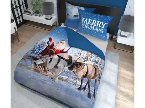 Pościel z bawełny 160x200 - 4265 A mikołaj z reniferami Holland Christmas holenderska świąteczna