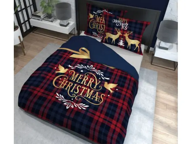Pościel z bawełny 160x200 - 4266 A merry christmas Holland holenderska świąteczna