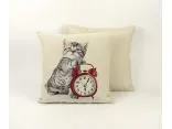 Poszewka dekoracyjna gobelinowa kot budzik SlodkieSny 45x45 cm gobelin