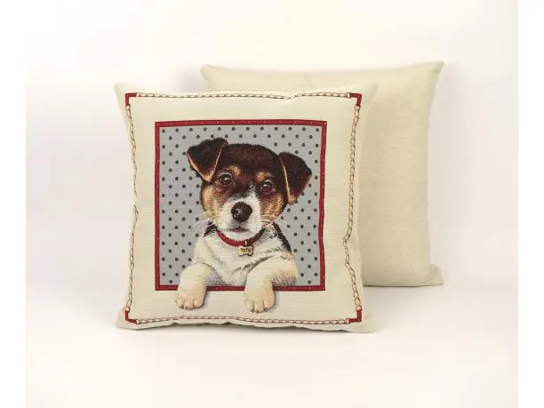 Poszewka dekoracyjna gobelinowa Piesek SlodkieSny 45x45 cm gobelin piesek w ramce