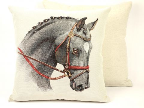 Poszewka dekoracyjna gobelinowa Kon 4  SlodkieSny  45x45 cm gobelin głowa konia