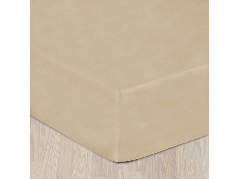 Prześcieradło z satyny bawełnianej z gumką 140x200 beżowe   018